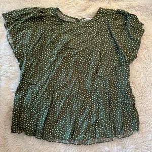 Chic Soul NEW Shirt - Short Sleeve Green Polka Dot
